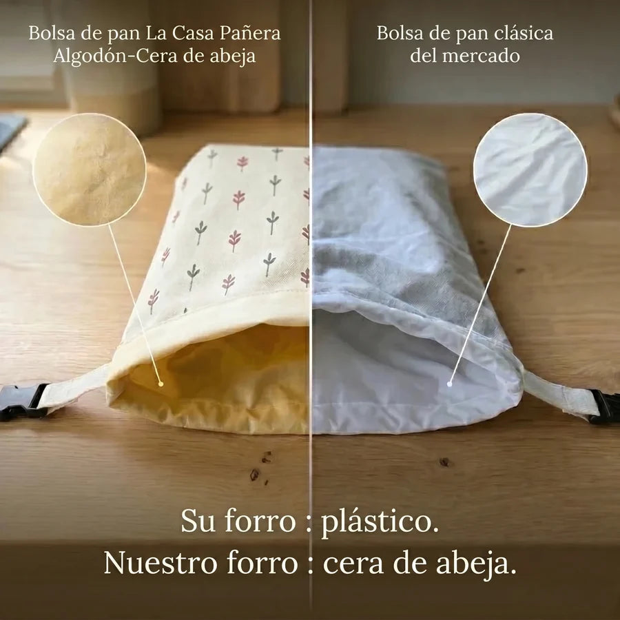 PaneraViva™ — bolsas premium para pan hechas con algodón 100% y cera de abeja.