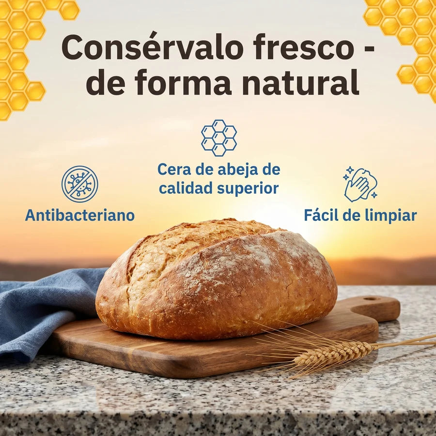 PaneraViva™ — bolsas premium para pan hechas con algodón 100% y cera de abeja.
